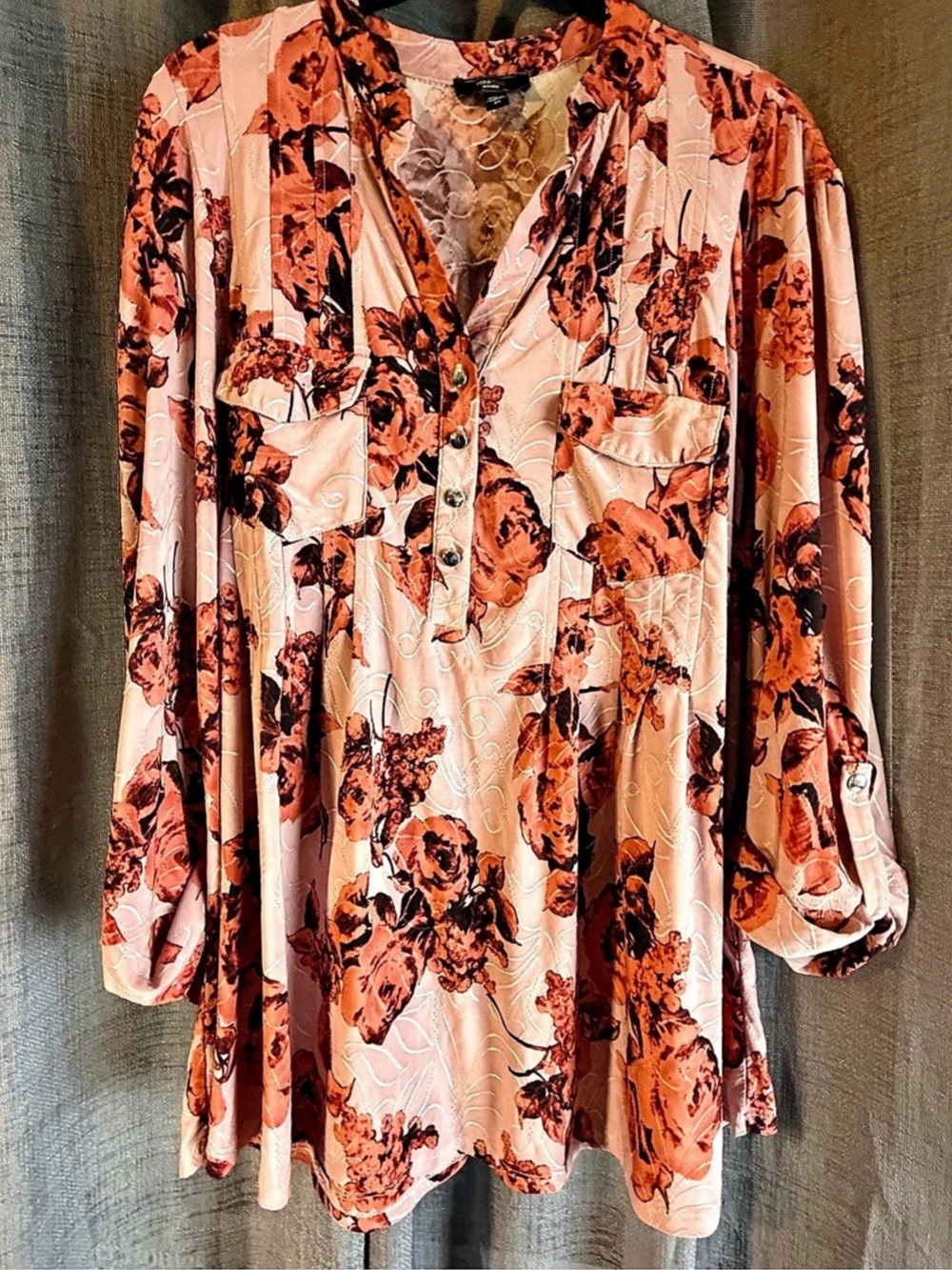 Verarose Woman Floral Tunic in Pink & Orange Size 2X Like New - Picture 1 of 3
